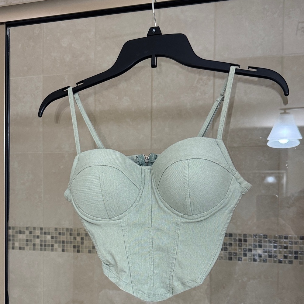 Elegant Mint Green Bustier Bra